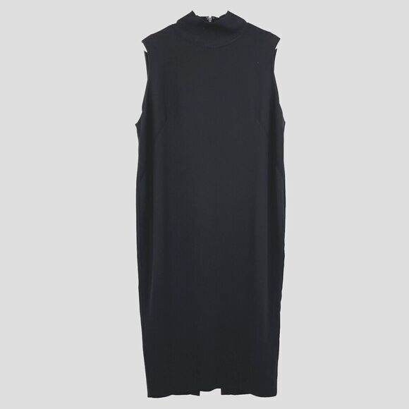 Whistles Womens Mock Neck Sleeveless Midi Shift Dress Knit Womens 10 Classic Lbd